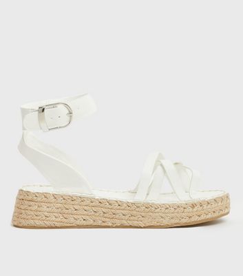 South Beach White Espadrille Chunky Sandals | New Look