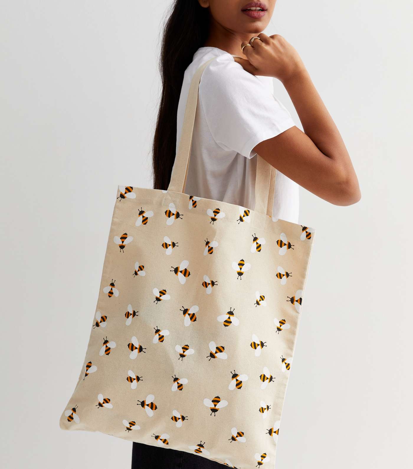 Off White Bee Print Canvas Bag Image 2