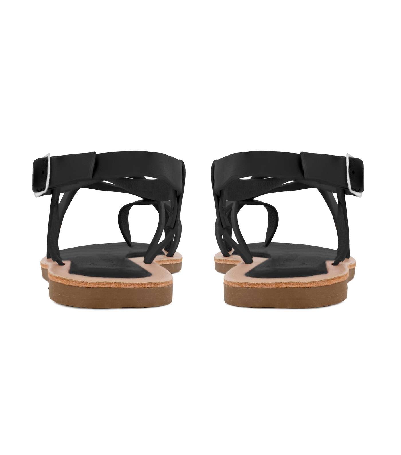 South Beach Black Strappy Gladiator Sandals Image 4