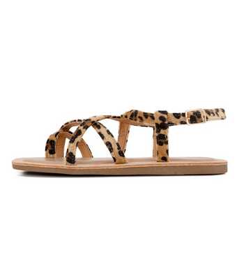 South Beach Brown Leopard Print Strappy Sandals
