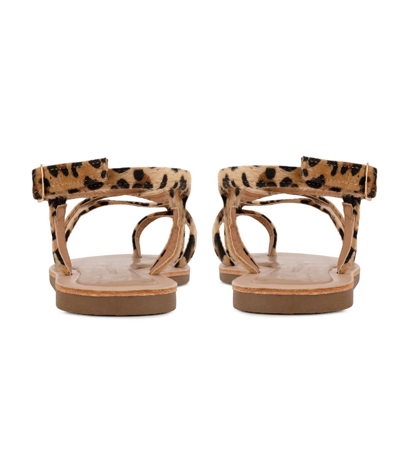 South Beach Brown Leopard Print Strappy Sandals Image 3