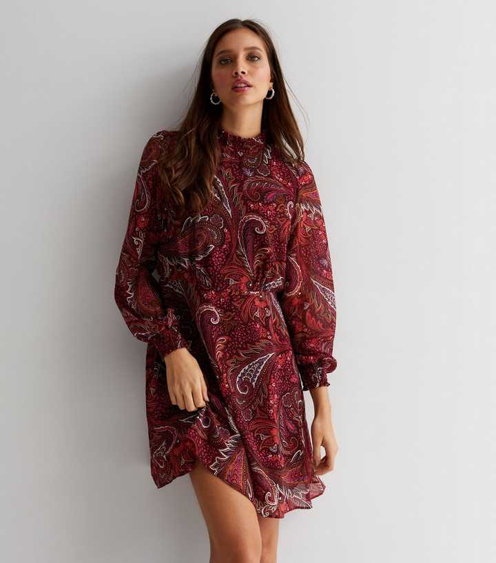 red paisley dress