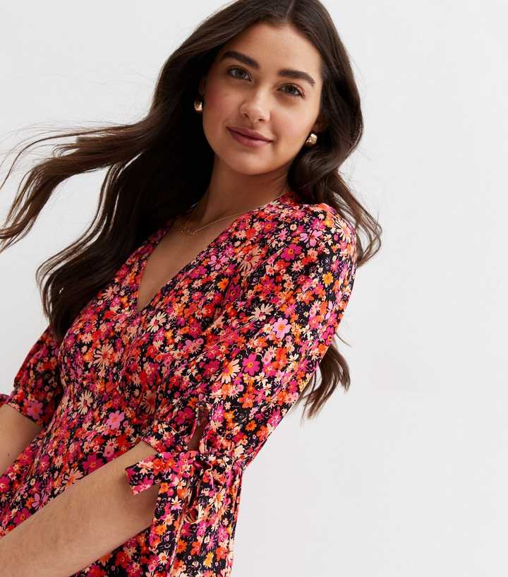 open lace back dress Orange Multi Floral Cisco Maxi Dress