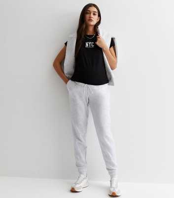 Maternity Pale Grey Jersey Over Bump Cuffed Joggers