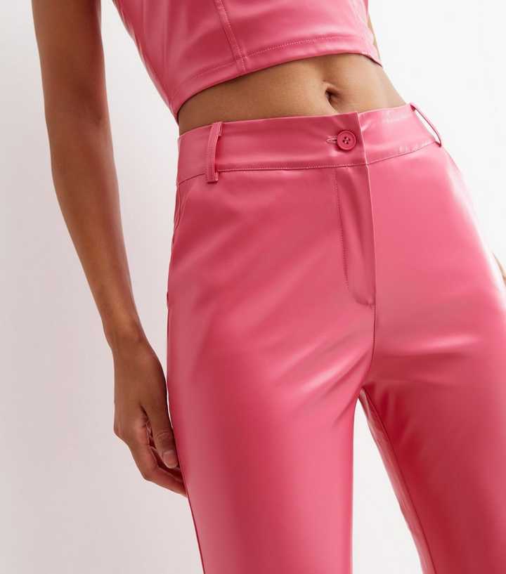 pink leather trousers