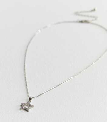 Silver Cubic Zirconia Star Pendant Necklace