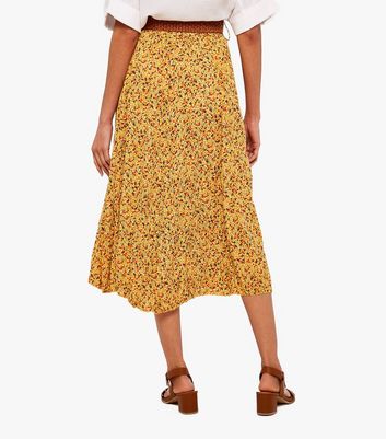 new look yellow floral skirt