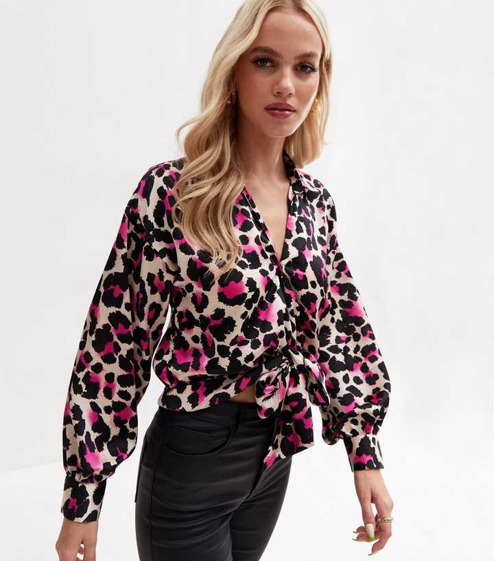 leopard print tie shirt