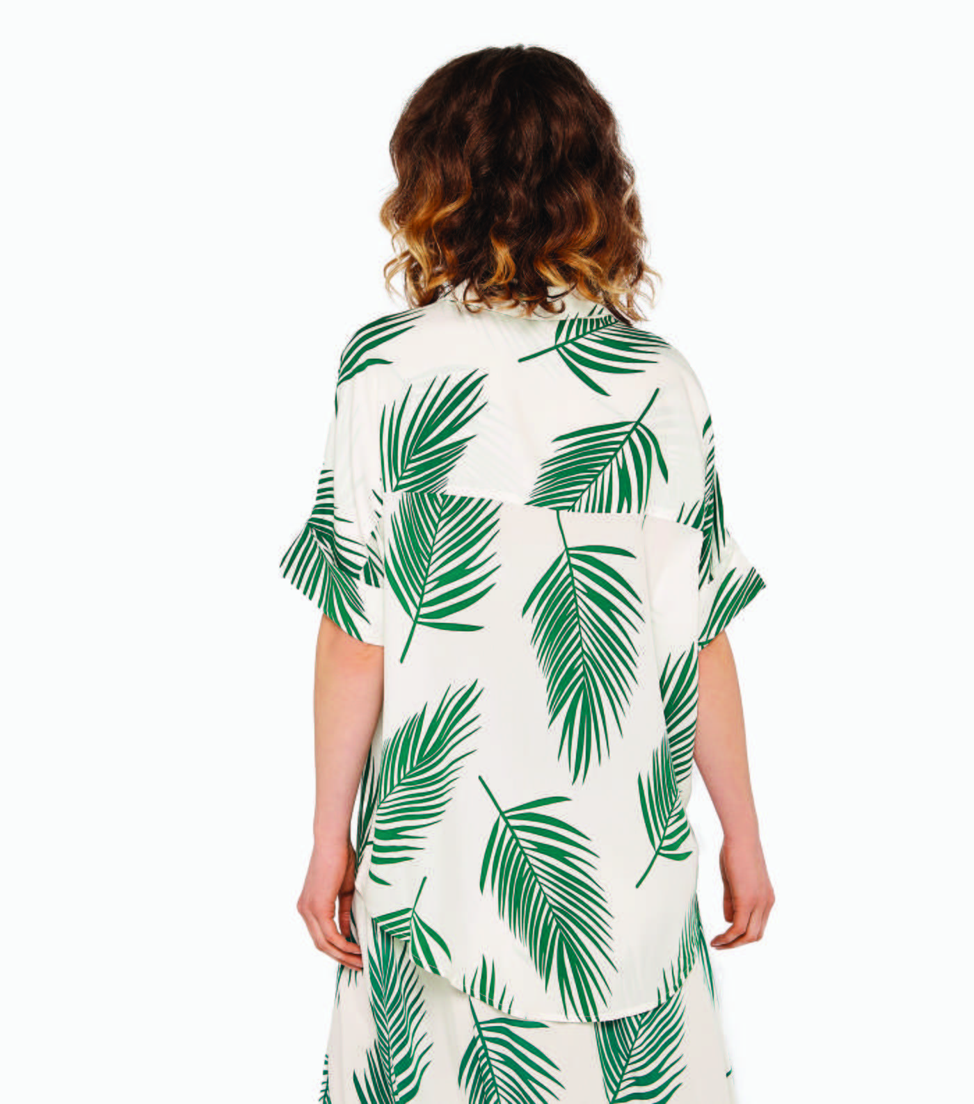 Apricot White Palm Leaf Shirt Image 3