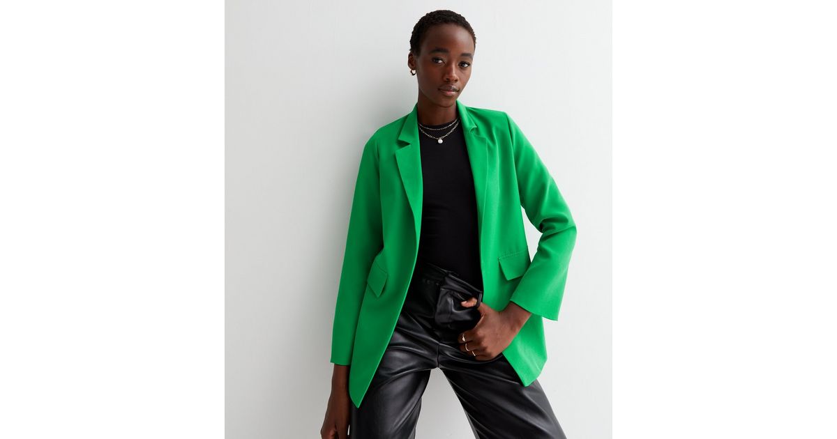 Tall Green Long Sleeve Relaxed Fit Blazer New Look
