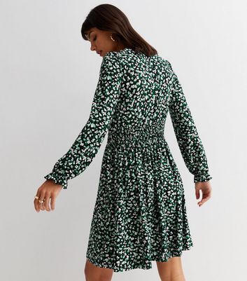 Blue Vanilla Green Floral Collared Long 