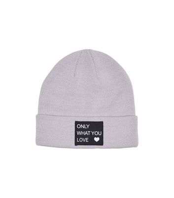 KIDS ONLY Lilac Ribbed Knit Logo Beanie New Look