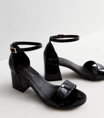 New look store black strappy shoes