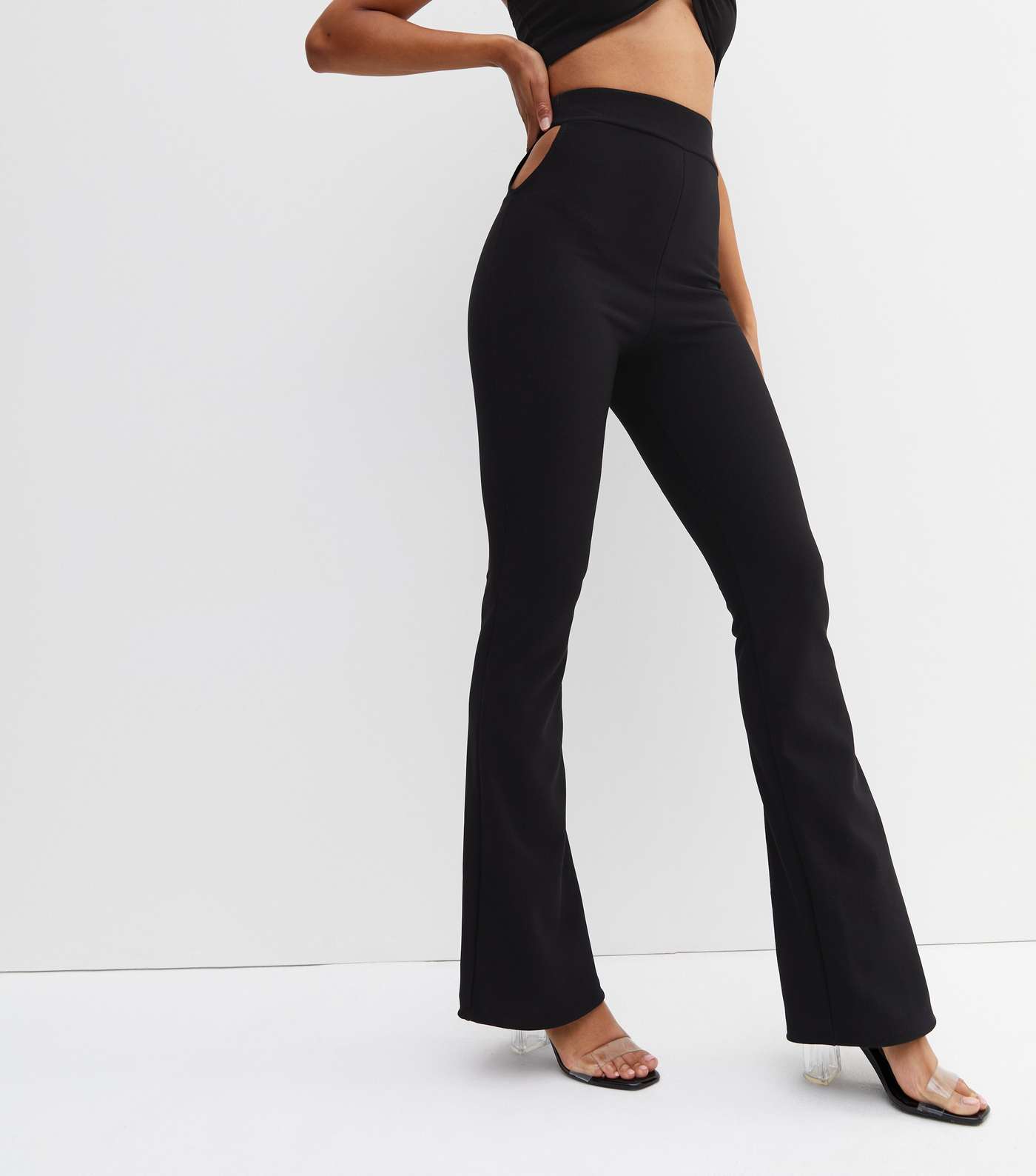 Pink Vanilla Black Cut Out Flared Trousers Image 2
