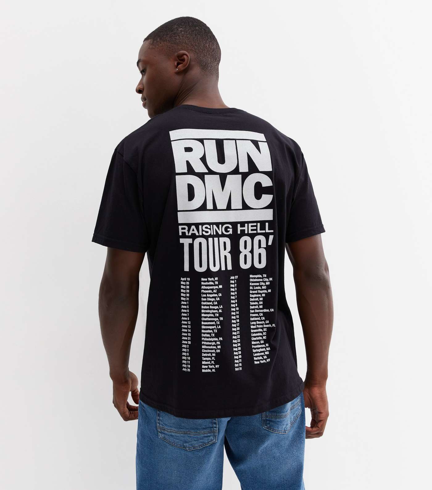 Black Logo RUN DMC Crew Neck T-Shirt Image 4