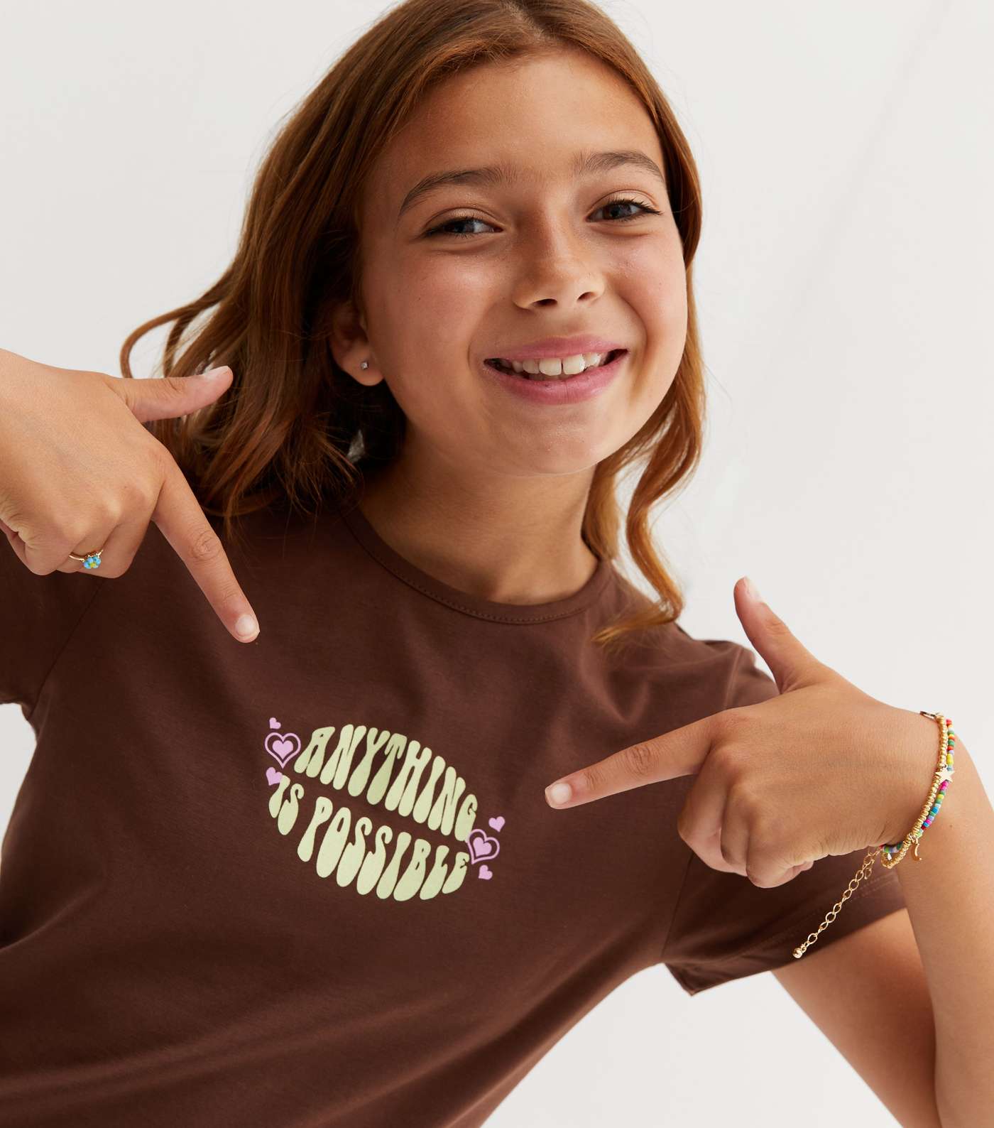 Girls Brown Anything is Possible Logo T-Shirt