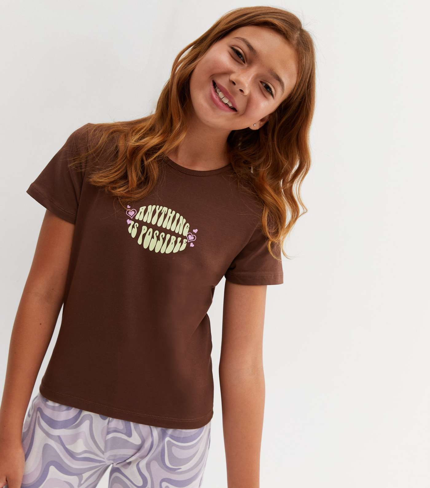 Girls Brown Anything is Possible Logo T-Shirt Image 3