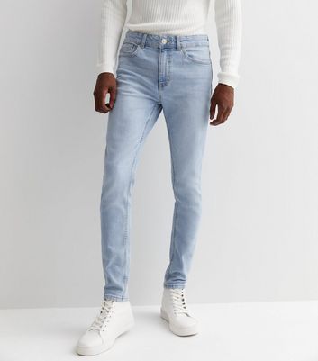 Men's Pale Blue Light Wash Super Skinny Jeans New Look