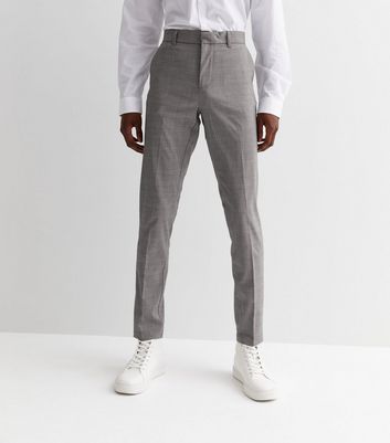 Limehaus | Men's Light Grey Skinny Fit Trousers | Suit Direct