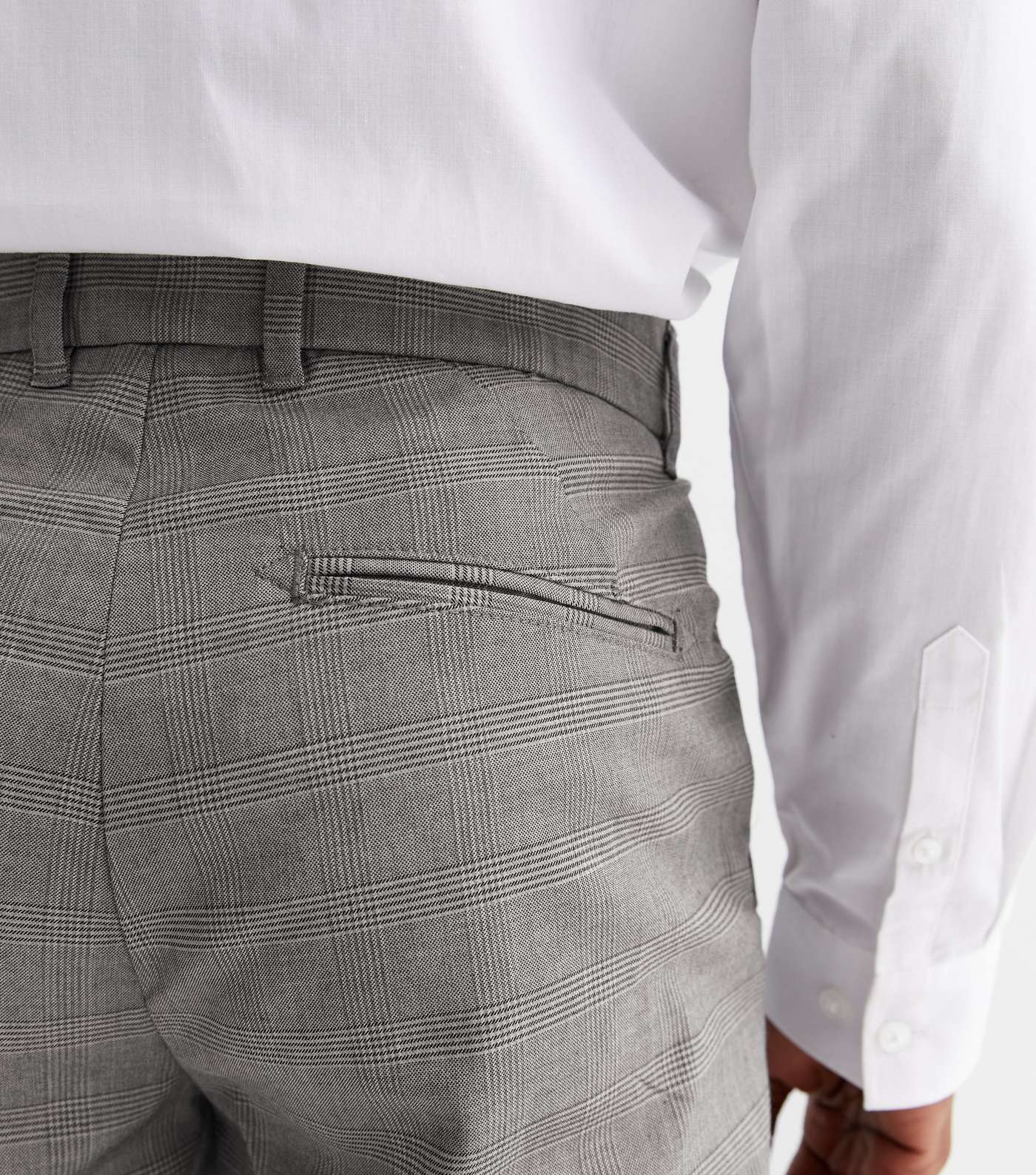 Grey Check Skinny Suit Trousers Image 3