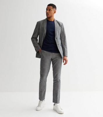 Slim Fit Suit trousers - Dark grey/Checked - Men | H&M IN