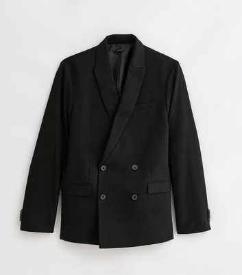 Black Double Breasted Slim Fit Suit Jacket