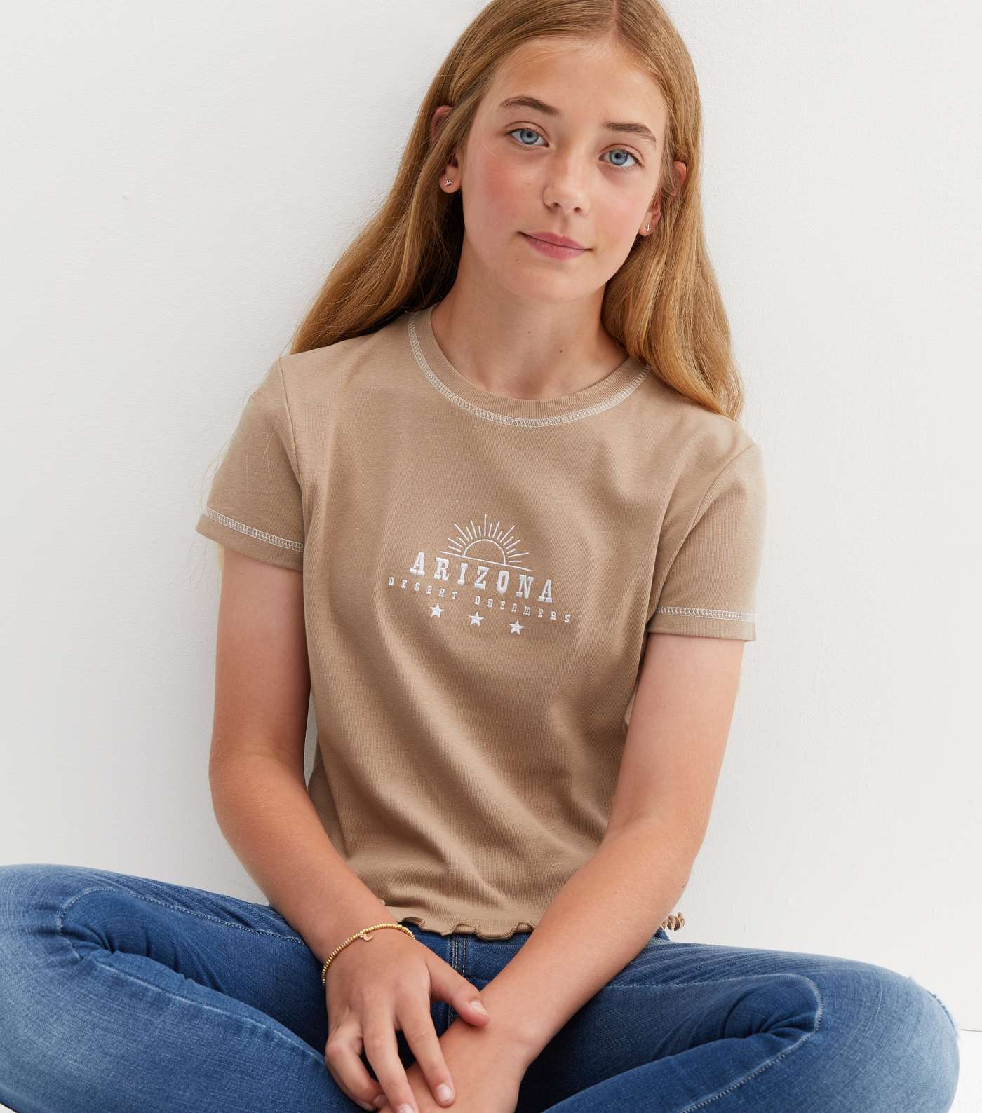 Girls Light Brown Arizona Logo T-Shirt