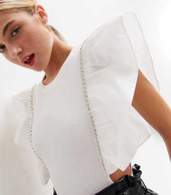 Cameo Rose Cream Diamanté Ruffle Bodysuit