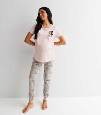 Maternity Pink Jogger Pyjama Set with Sloth Logo