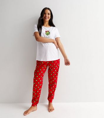Maternity White Christmas Jogger Family Pyjama Set with Brussel Sprouts Logo