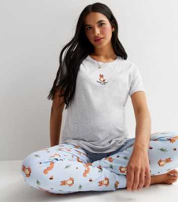 Maternity Light Grey Jogger Pyjama Set with Squirrel Logo
