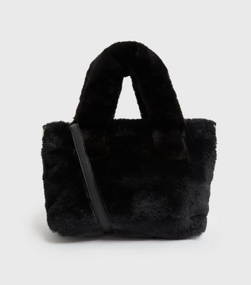 Black fur tote on sale bag