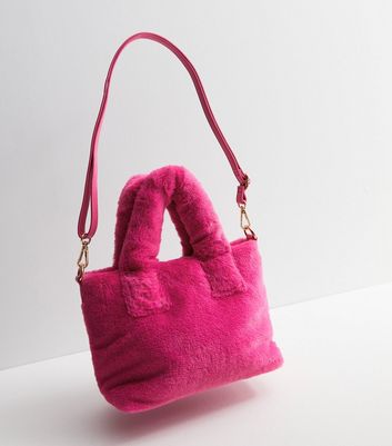 Faux fur pink discount bag