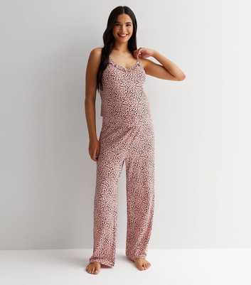 Maternity Pink Soft Touch Cami Pyjama Set with Heart Print