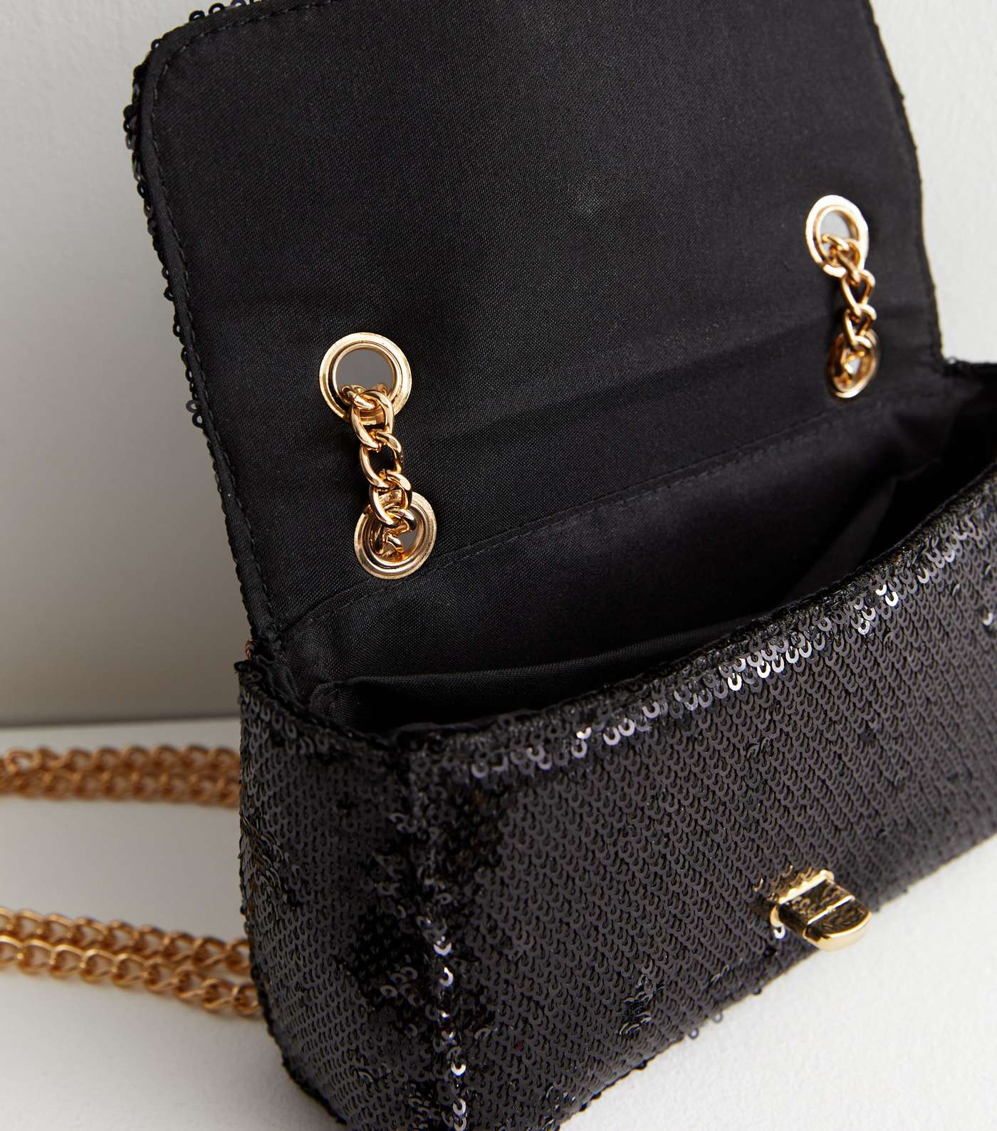 Black Sequin Chain Cross Body Bag Image 4