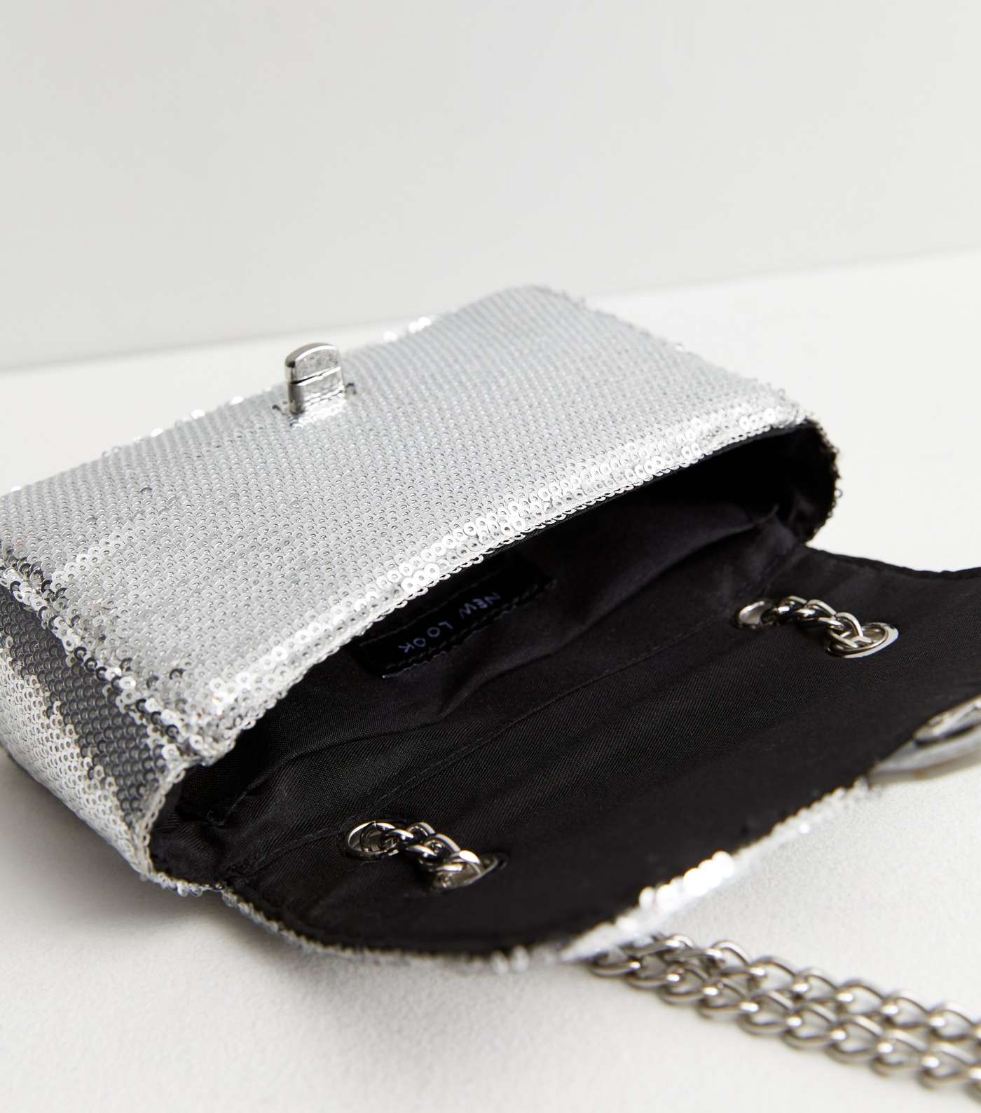 Silver Sequin Chain Cross Body Bag Image 4