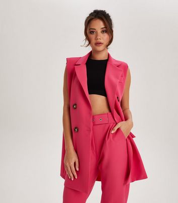 Urban Bliss Bright Pink Sleeveless Oversized Blazer New Look