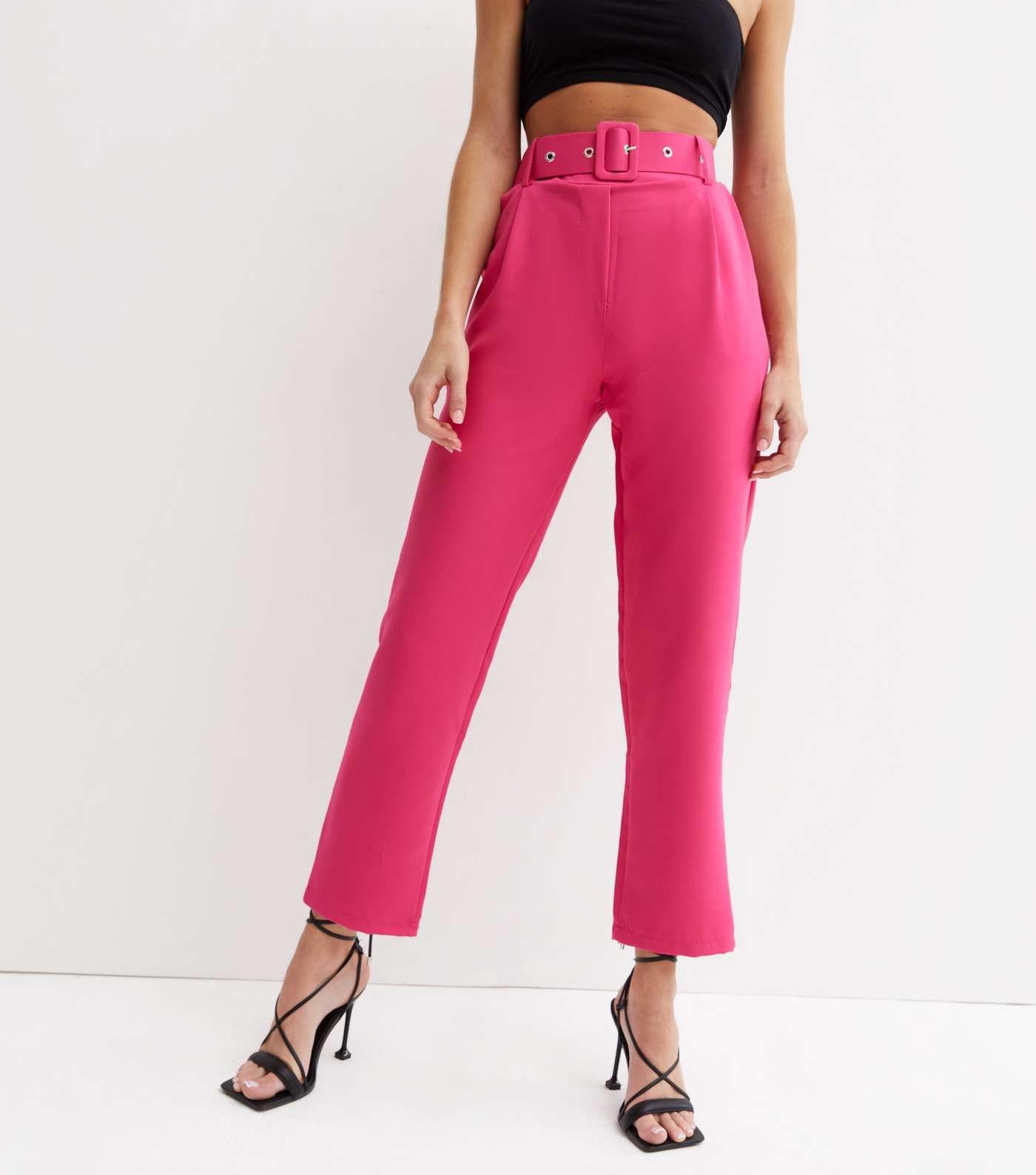 Urban Bliss Bright Pink Belted Trousers Image 3