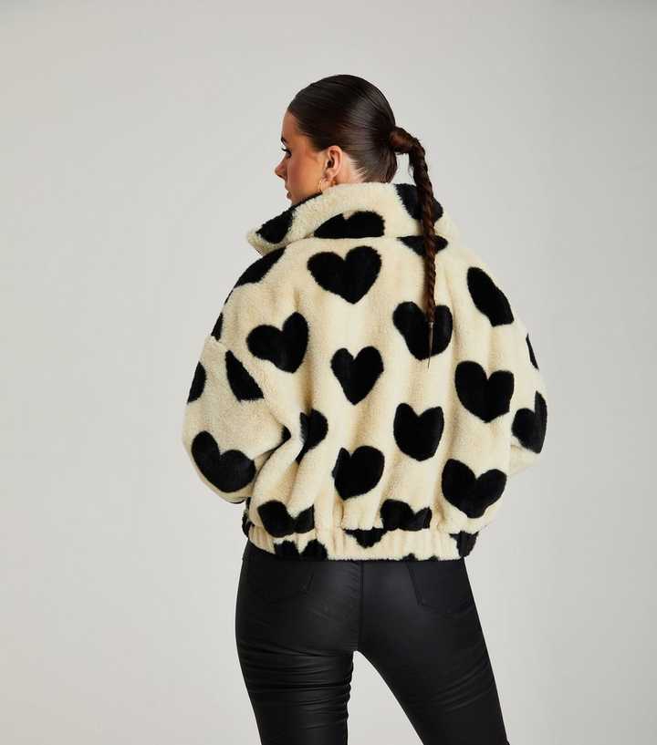 Urban Bliss Stone Heart Faux Fur Jacket | New Look