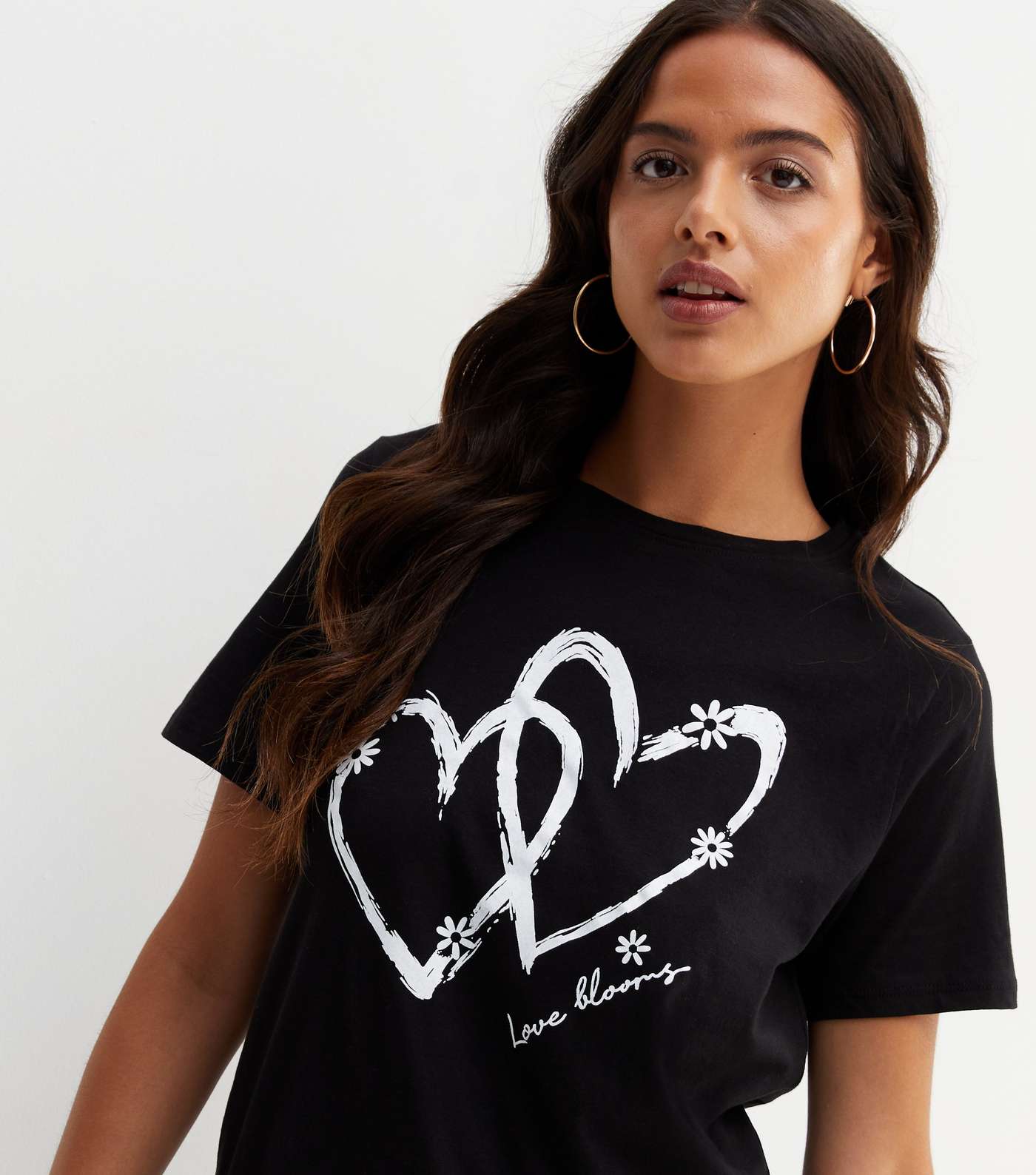Black Heart Love Blooms Logo T-Shirt Image 2