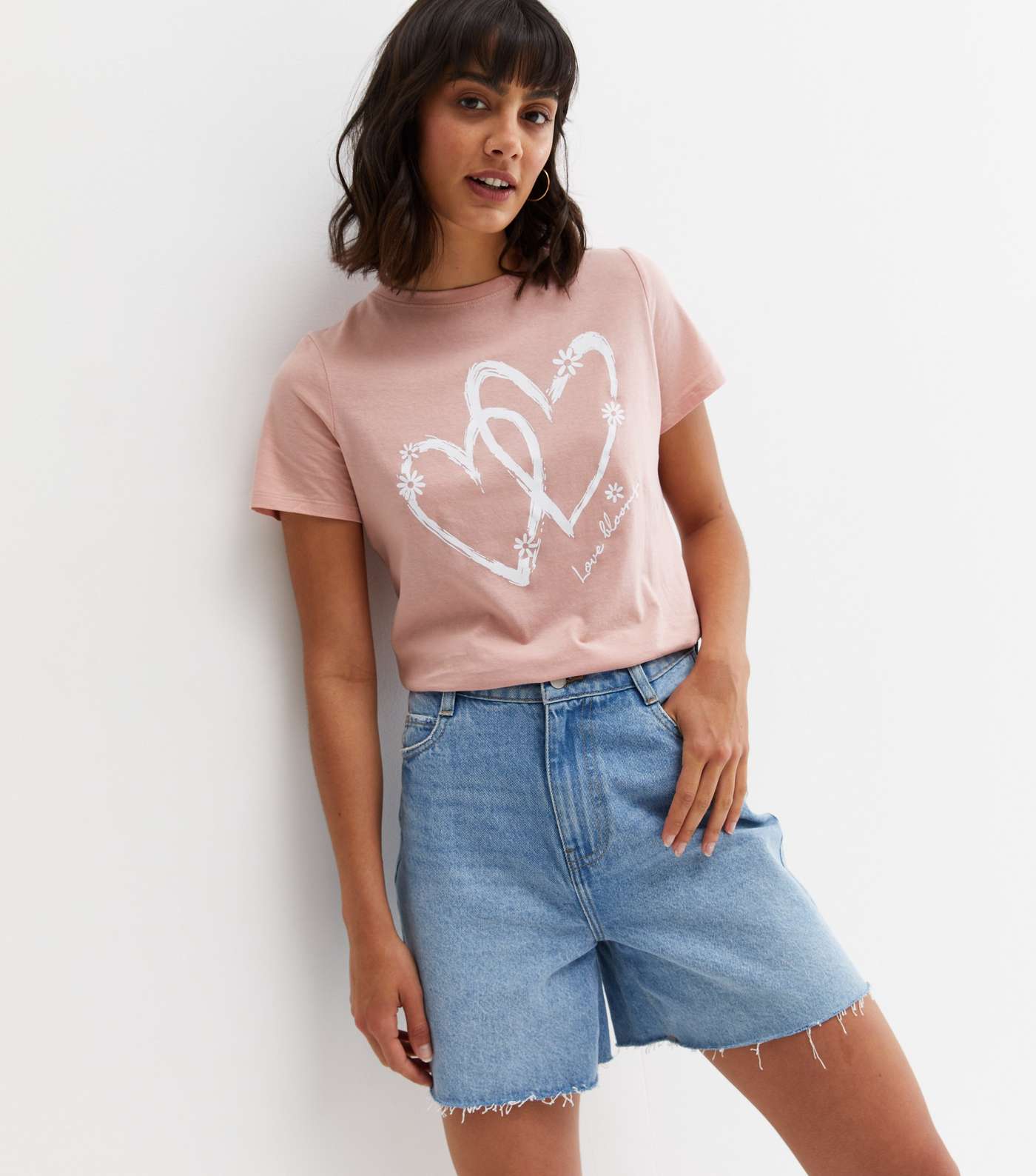 Pink Love Blooms Heart Logo T-Shirt Image 3
