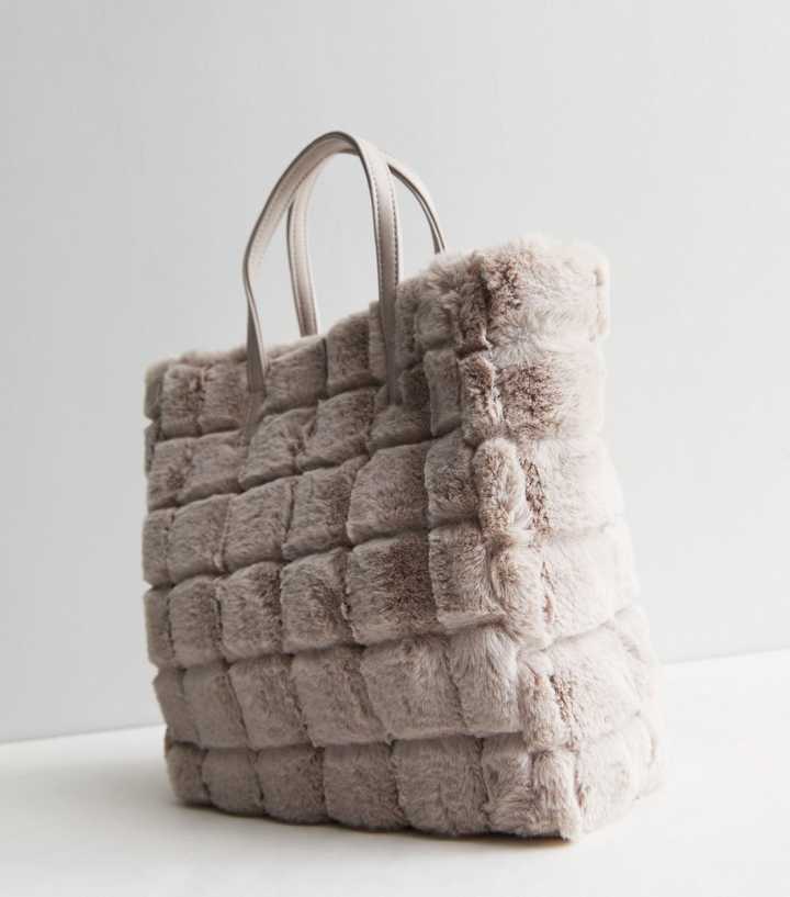 Faux Fur Tote Bag - Toasted Almond