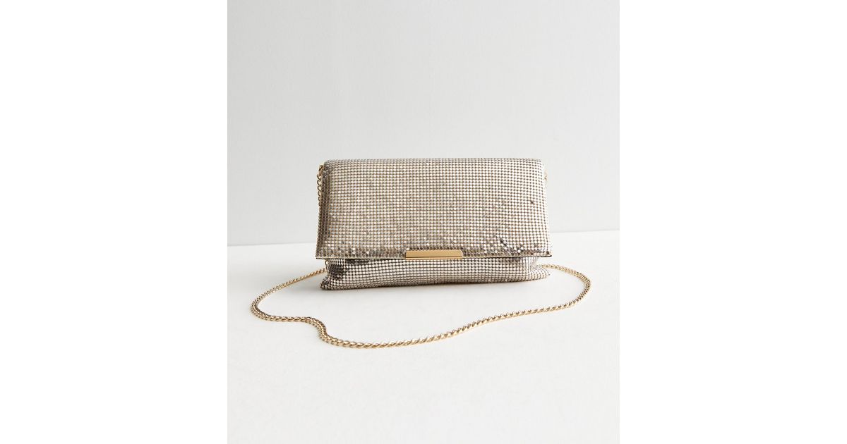 Silver Chainmail Clutch Bag New Look