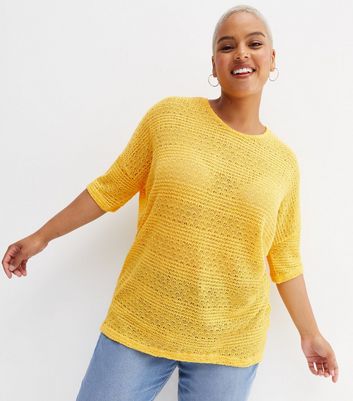 Damen Bekleidung Vero Moda Curves Pale Yellow Crochet Top