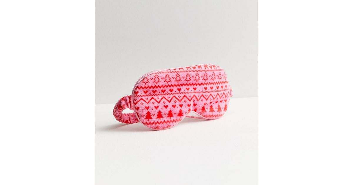 Pink Fairisle Eye Mask New Look
