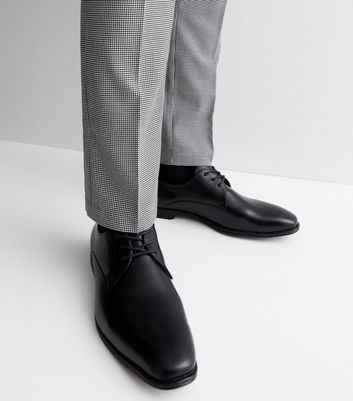Black Leather Derby Shoes New Look