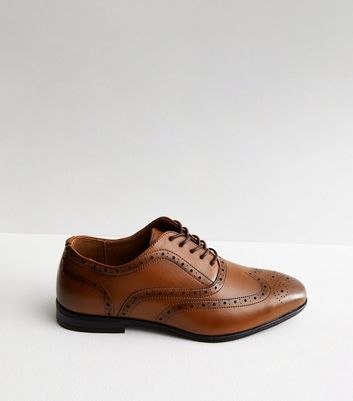Rust Leather Perforated Lace Up Brogues