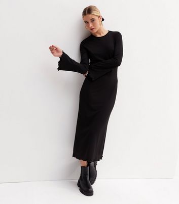 Long sleeve clearance black flare dress