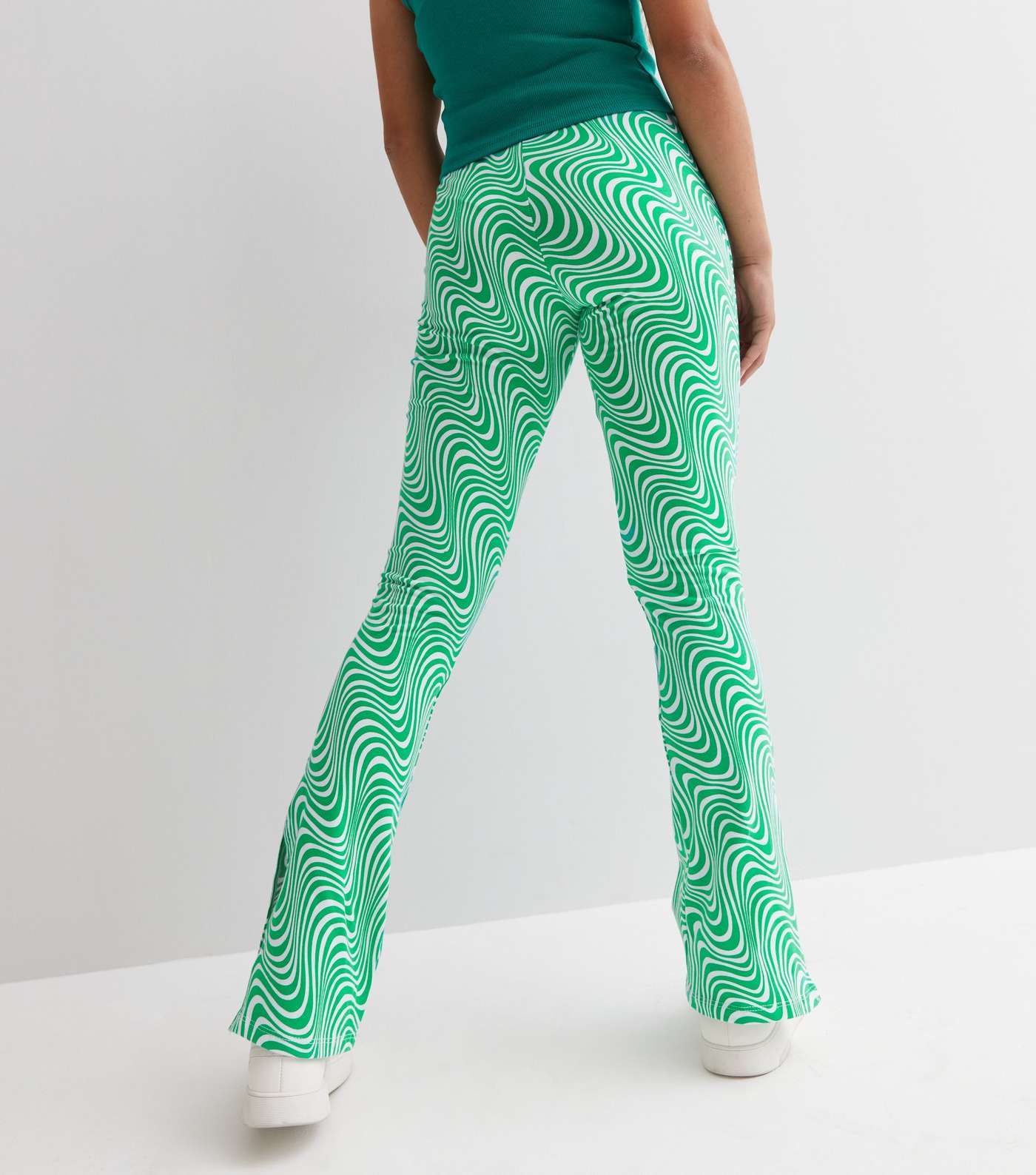 Girls Green Doodle Print Split Hem Trousers Image 4