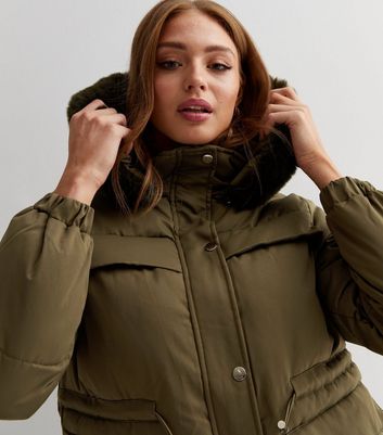 new look khaki puffer coat